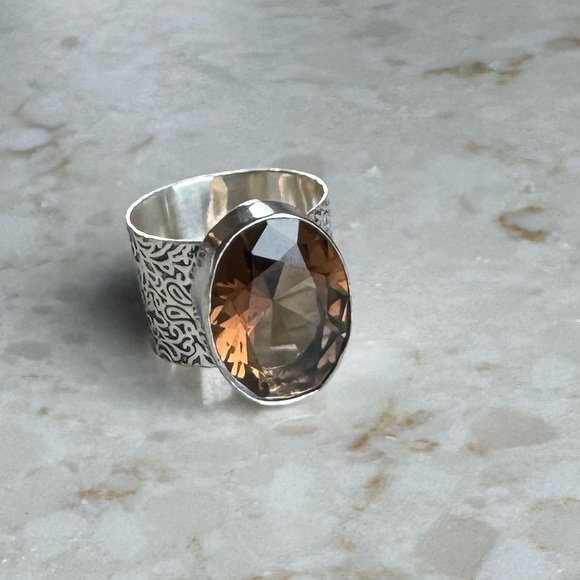 NWOT Sundance Earthen Loam Ring Smoky Quartz Sterling Silver